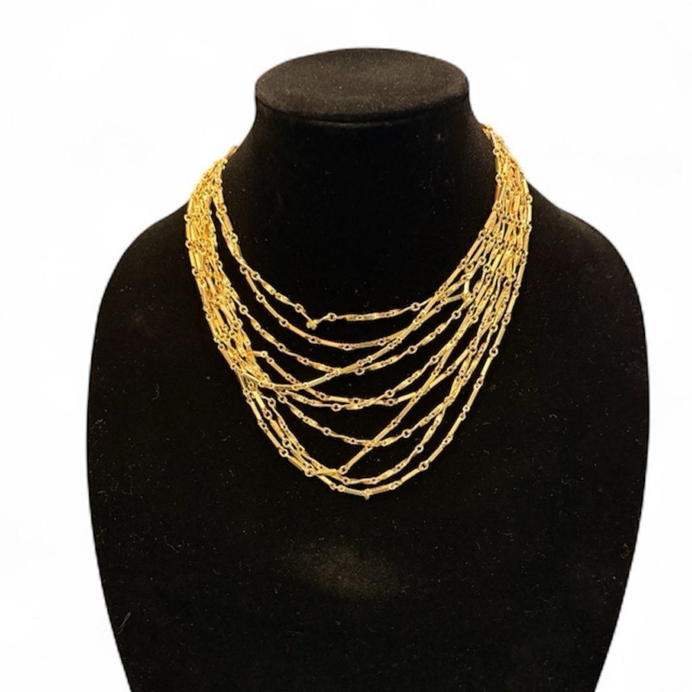 VTG Kramer Gold Tone Layered Cascading Necklace